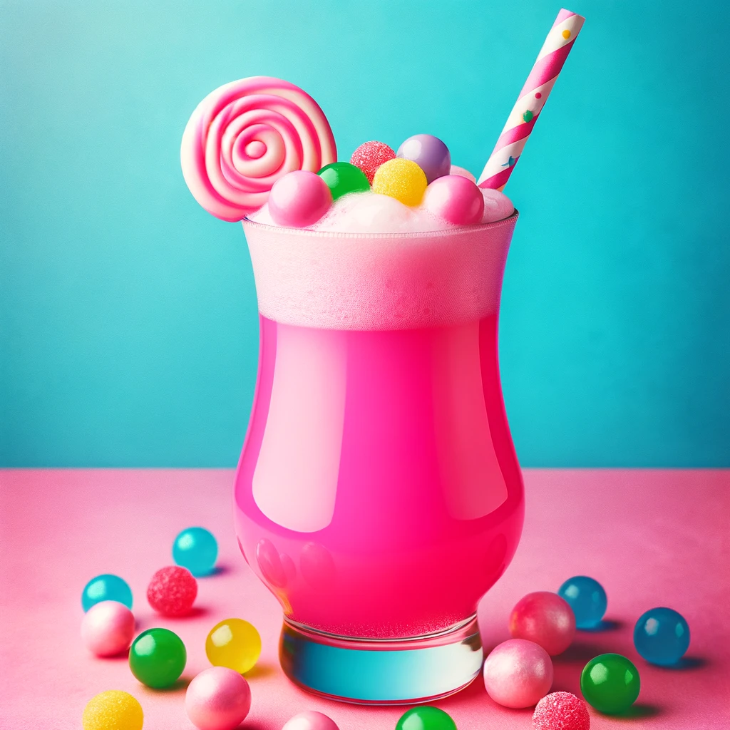 Homemade cocktail drink Bubblegum Gin Fizz