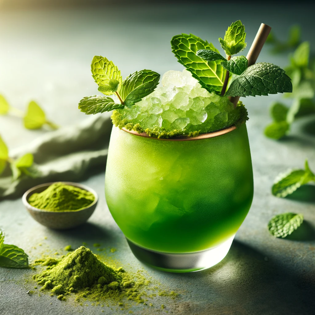 Homemade cocktail drink Matcha Mint Julep