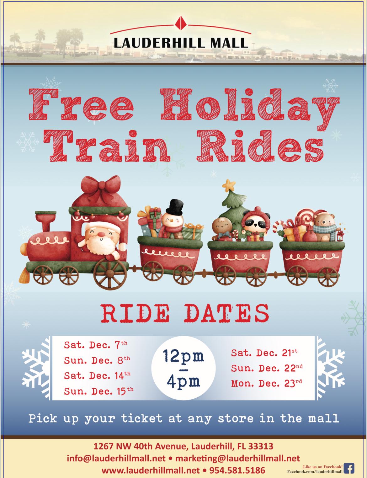 lauderhill mall free train rides 2024