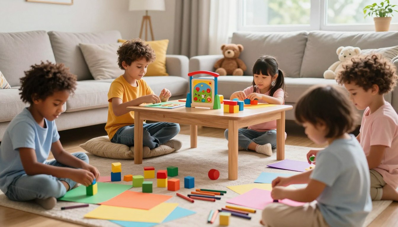 Kids playing inside together